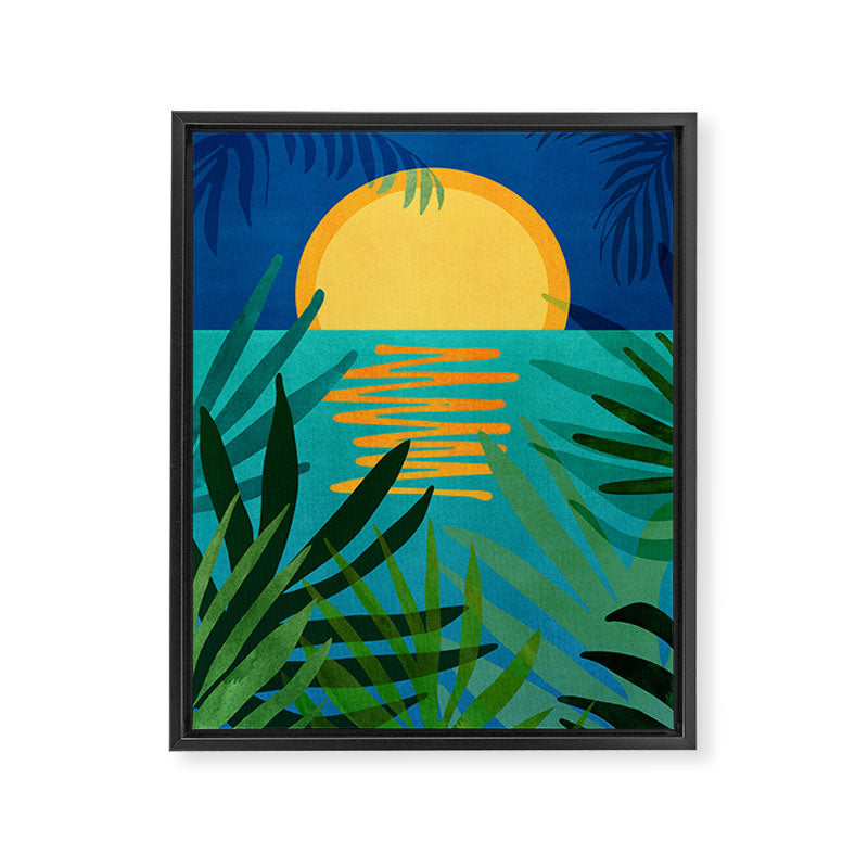 Moon Rise Tropical Landscape Framed Canvas Print Gallery Image 6