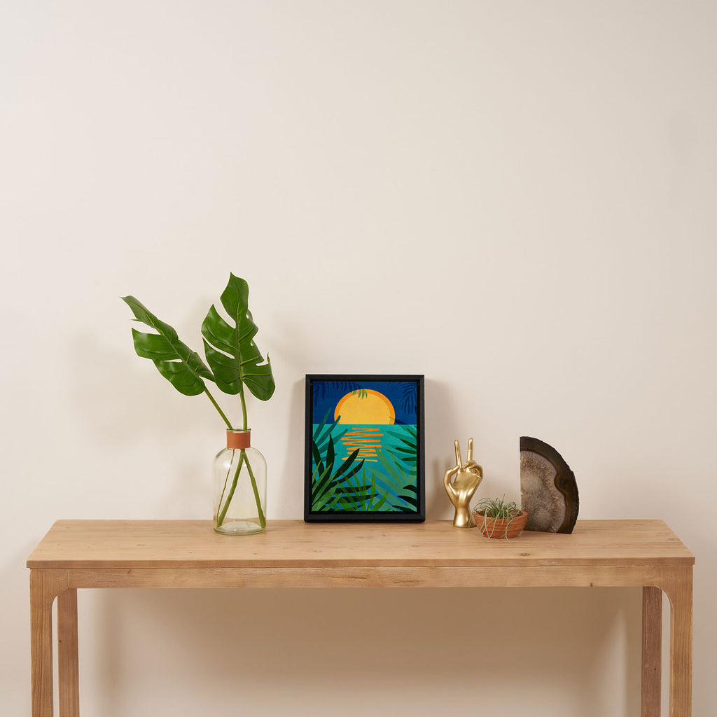 Moon Rise Tropical Landscape Framed Canvas Print Gallery Image 4