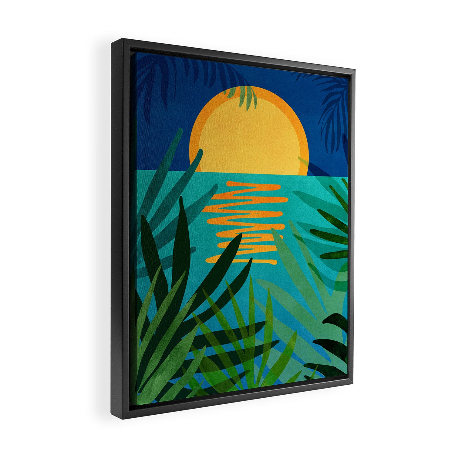 Moon Rise Tropical Landscape Framed Canvas Print Gallery Image 2