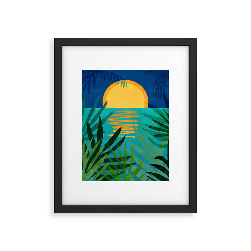 Moon Rise Tropical Landscape Framed Art Print Gallery Image 5
