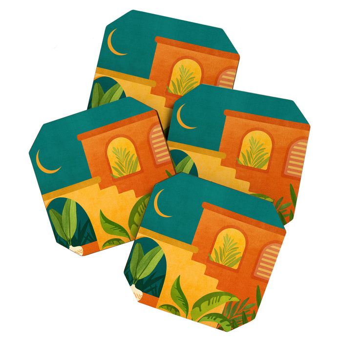Moonlight Villa Colorful Landscape Coaster Gallery Image 1