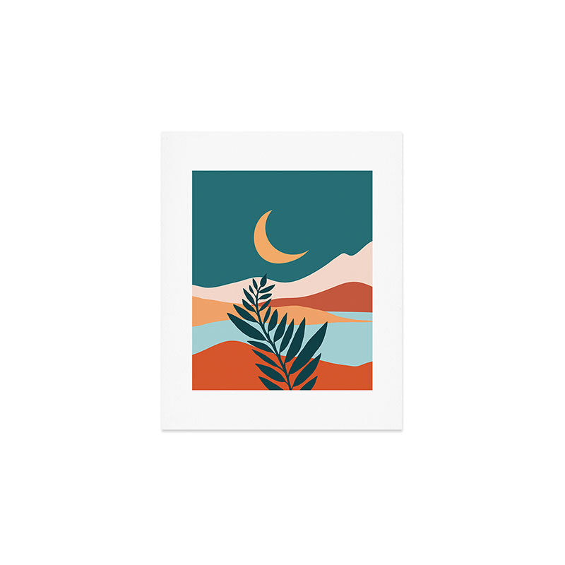 Moonlit Mediterranean Abstract Landscape Art Print Gallery Image 1