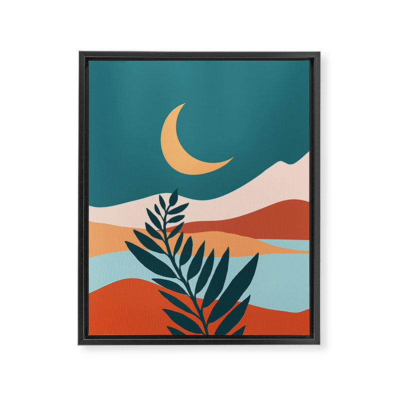 Moonlit Mediterranean Abstract Landscape Framed Canvas Print Gallery Image 8