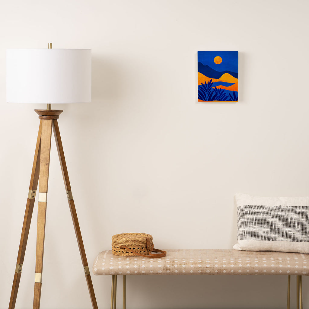 Moonrise Mountains / Blue and Orange Canvas Print Gallery Image 2