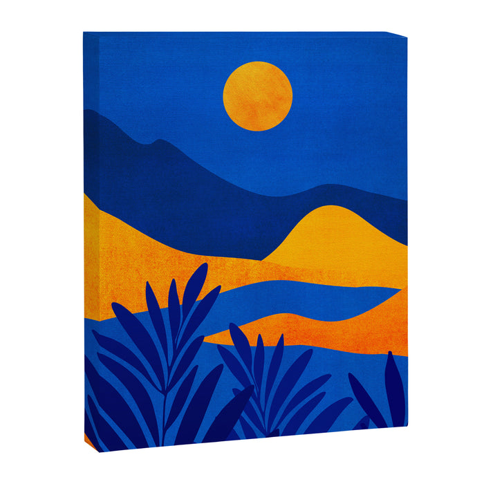 Moonrise Mountains / Blue and Orange Canvas Print Gallery Image 1