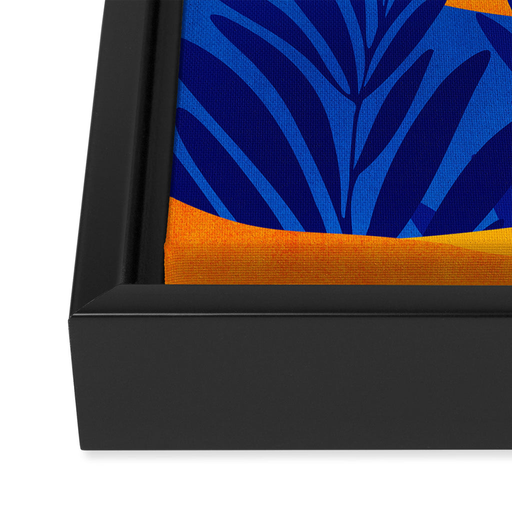 Moonrise Mountains / Blue and Orange Framed Canvas Print Gallery Image 3