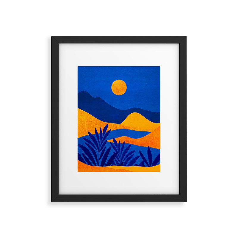 Moonrise Mountains / Blue and Orange Framed Art Print Gallery Image 5