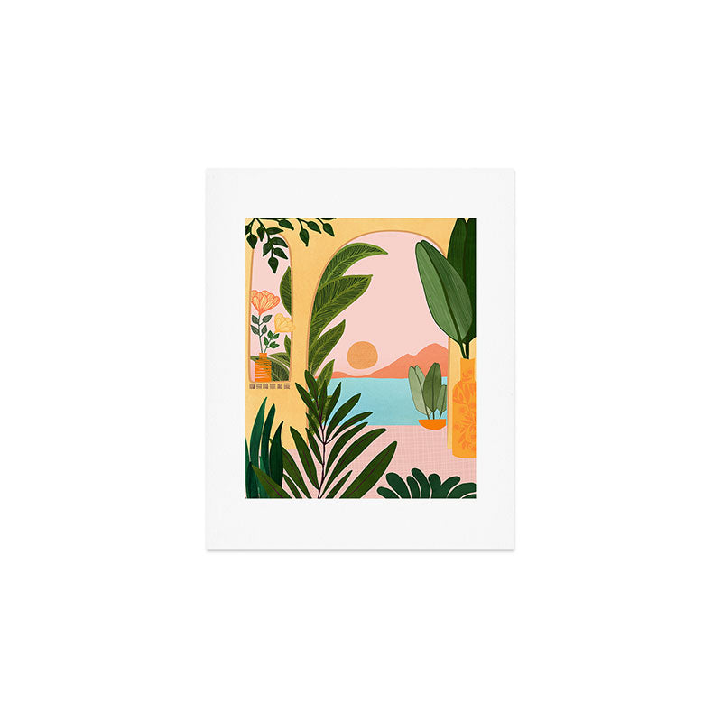 Moroccan Coast Tropical Sunset Scene Art Print Gallery Image 1