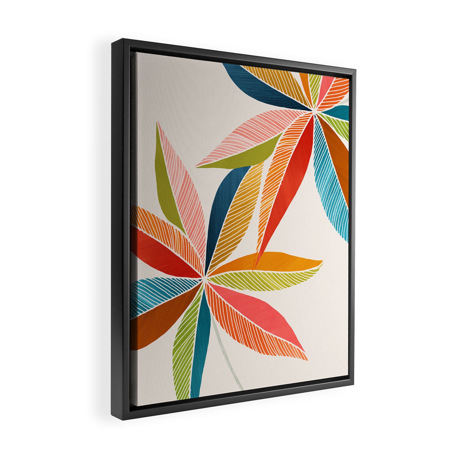 Multicolorful Leaf Design Framed Canvas Print Gallery Image 2