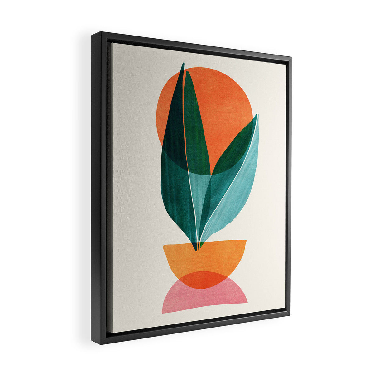 Nature Stack Teal and Orange Abstract Sunset Framed Canvas Print Gallery Image 2