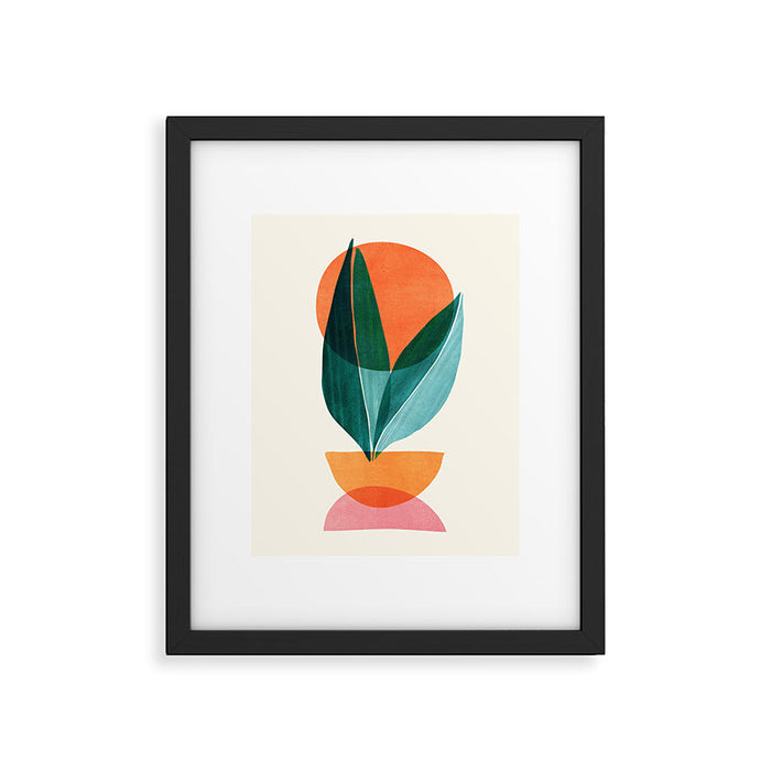 Nature Stack Teal and Orange Abstract Sunset Framed Art Print Gallery Image 1