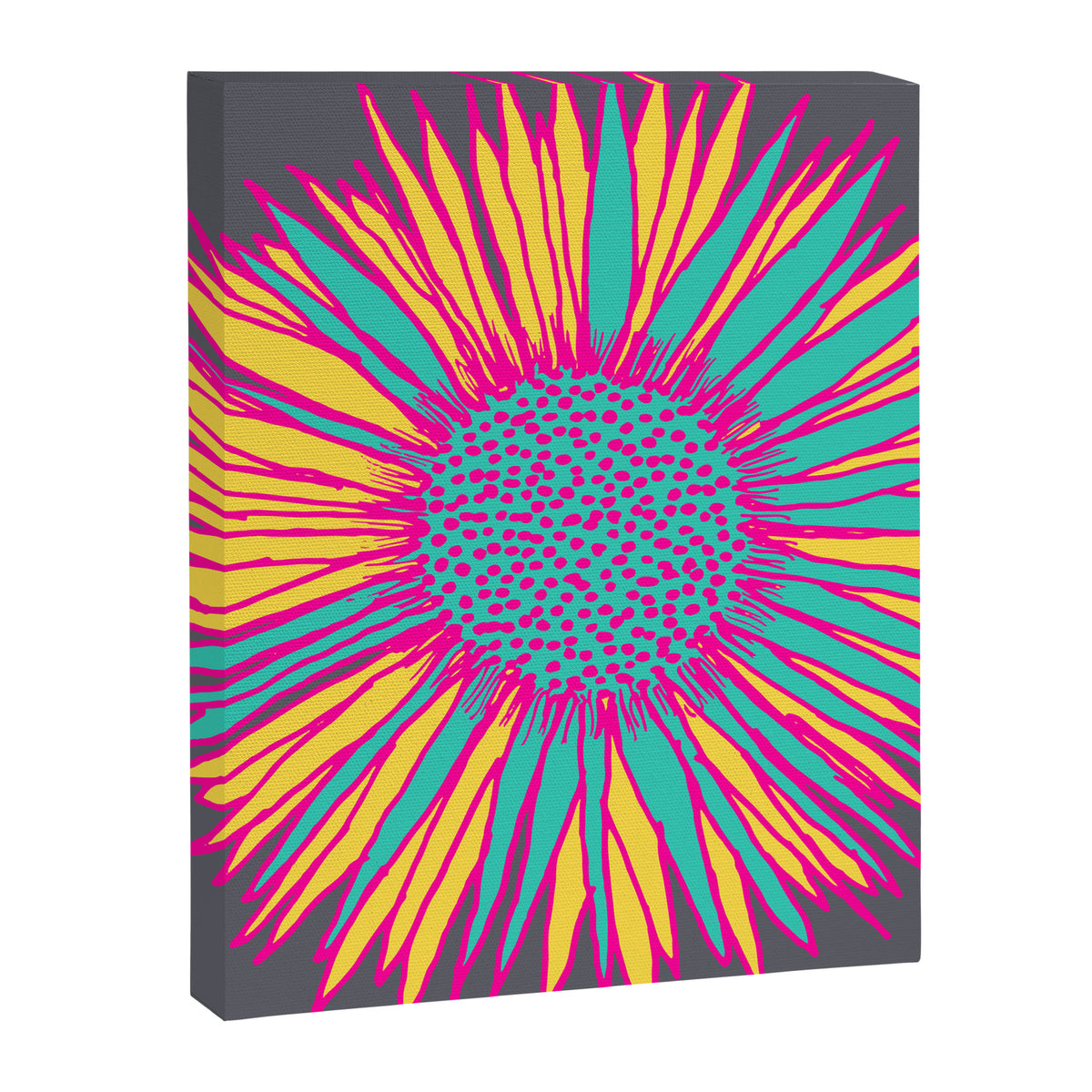 Neon Sunflower Line Art Canvas Print Gallery Image 8