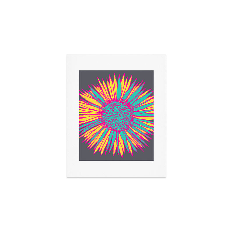 Neon Sunflower Line Art Art Print Gallery Image 1
