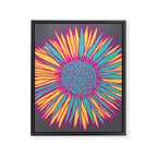Neon Sunflower Line Art Framed Canvas Print Gallery Image 8