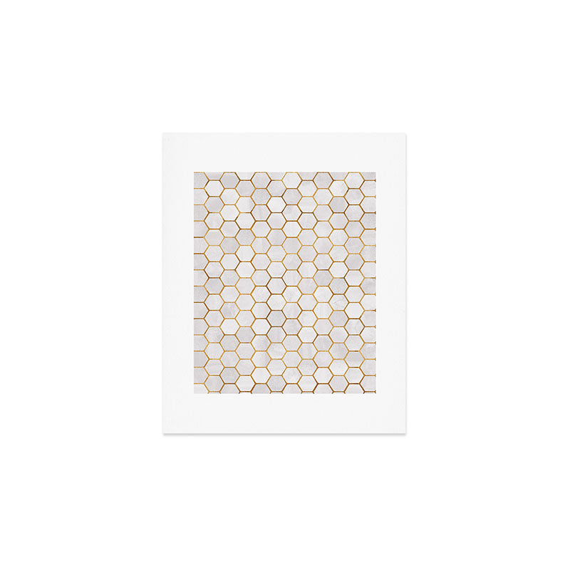 Neutral Geometric Hexagon Pattern Art Print Gallery Image 1