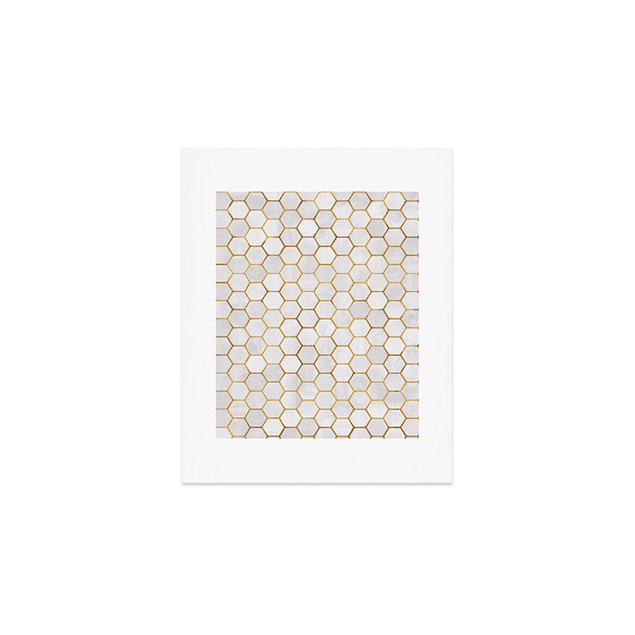 Neutral Geometric Hexagon Pattern Art Print Gallery Image 1