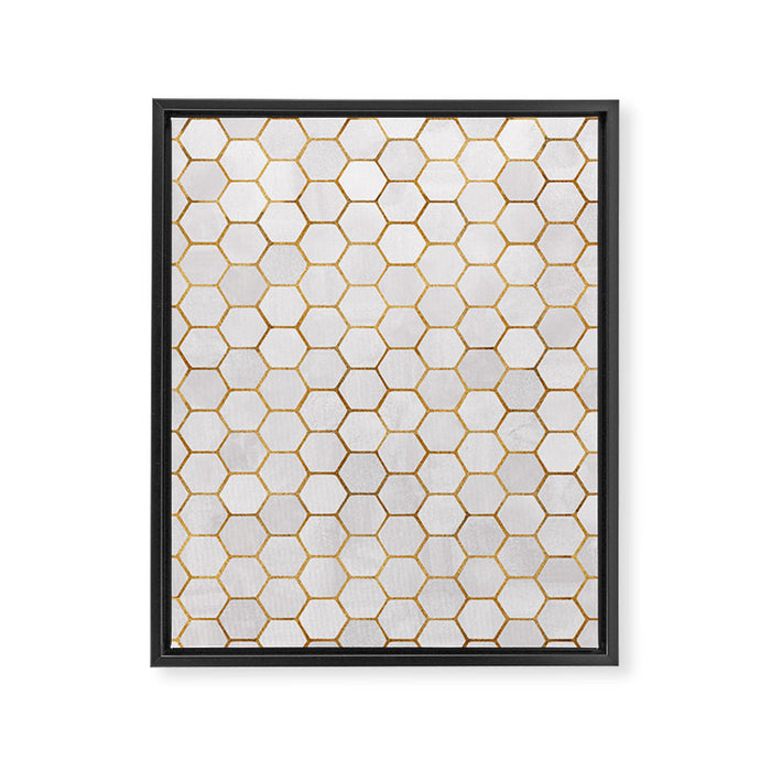 Neutral Geometric Hexagon Pattern Framed Canvas Print Gallery Image 1
