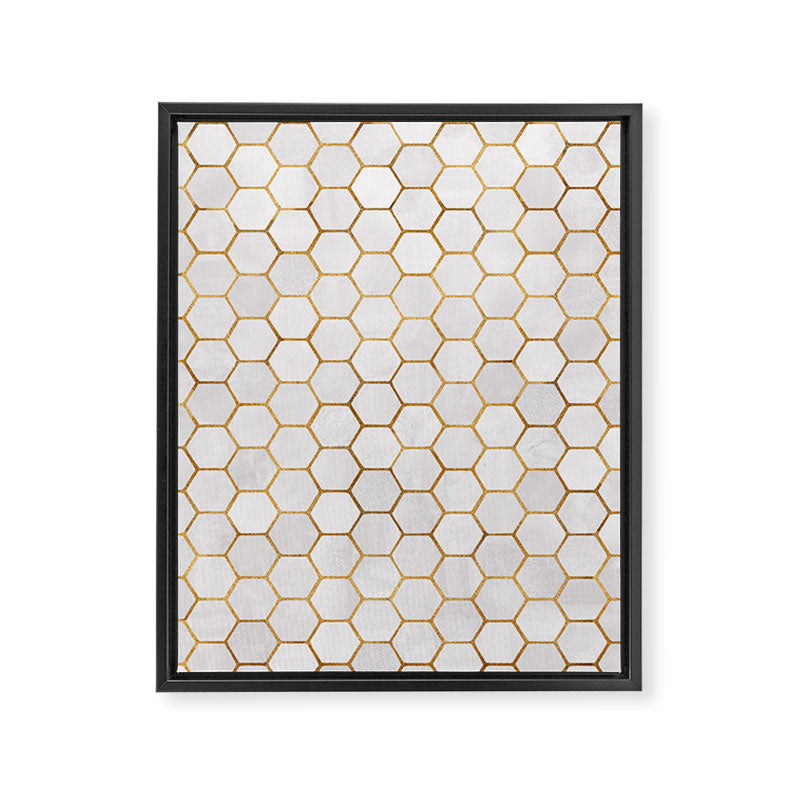 Neutral Geometric Hexagon Pattern Framed Canvas Print Gallery Image 8