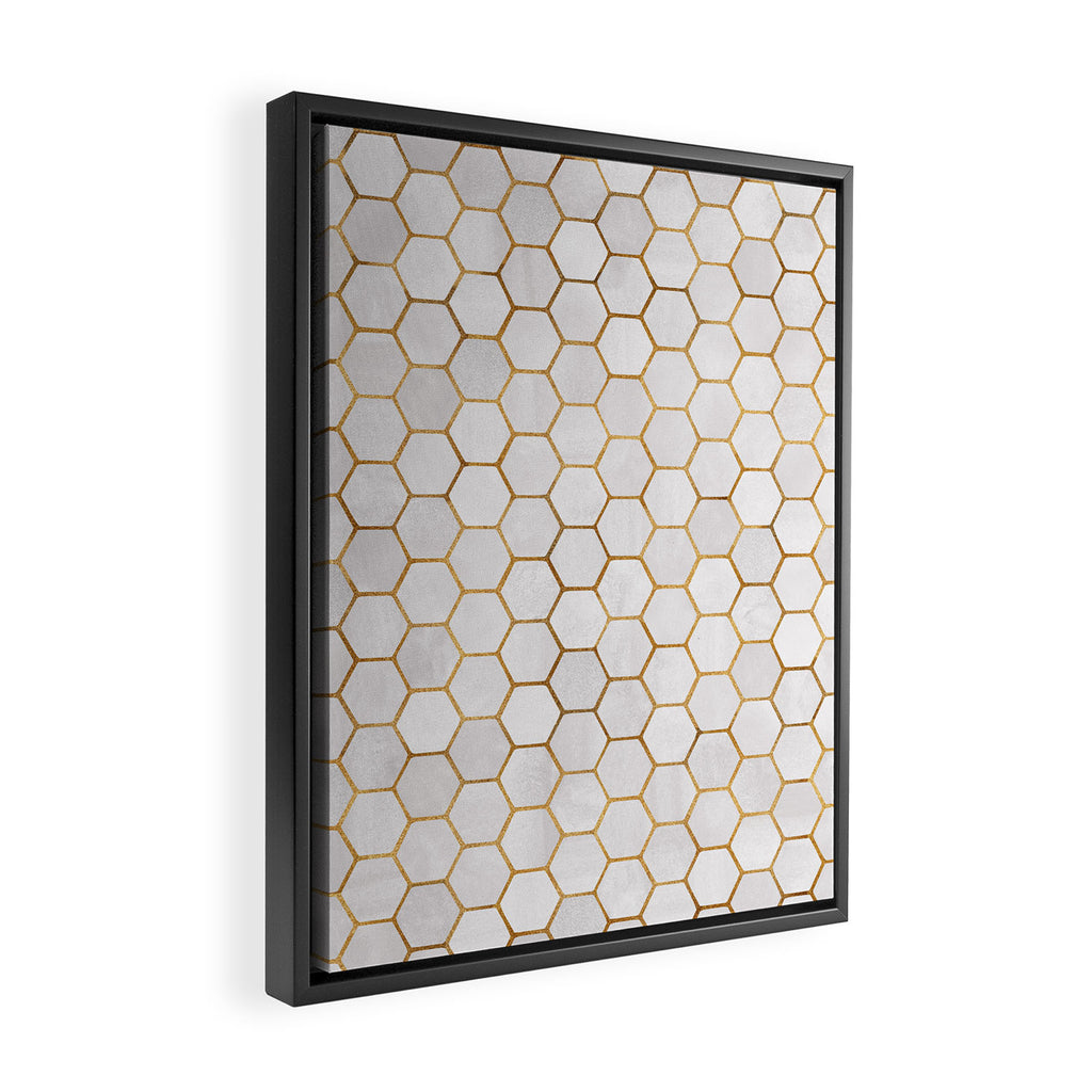 Neutral Geometric Hexagon Pattern Framed Canvas Print Gallery Image 2