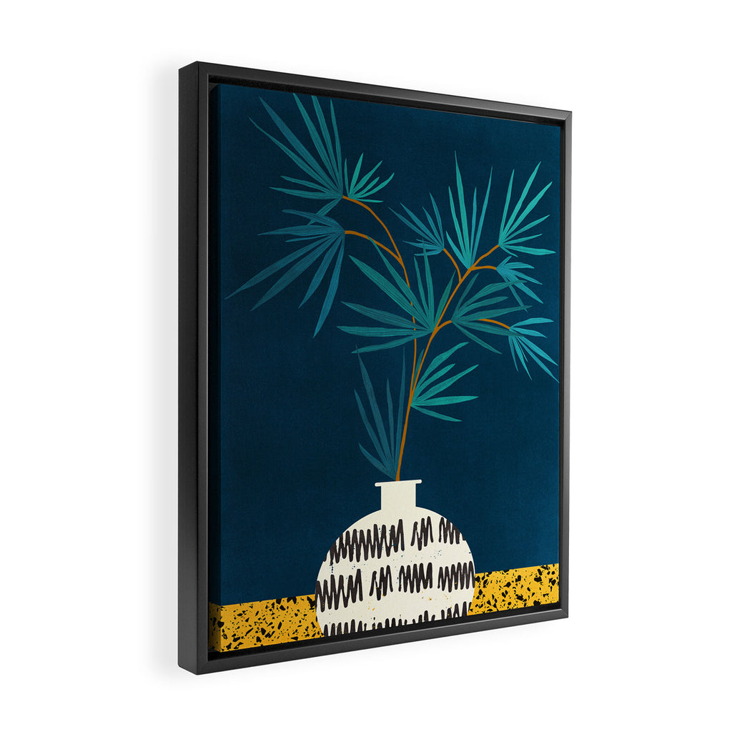 Night Palm Blues Framed Canvas Print Gallery Image 2