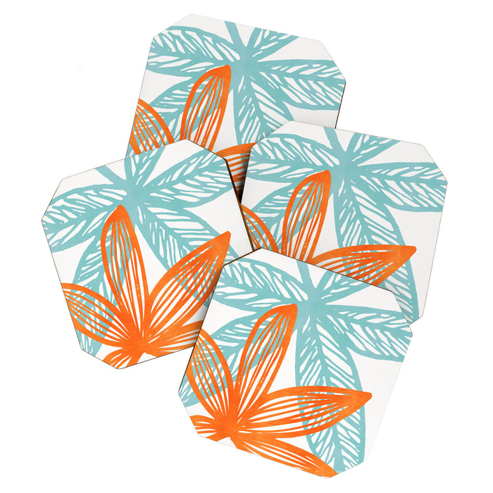 Orange and Blue Seaside Coastal Shapes Coaster Gallery Image 1