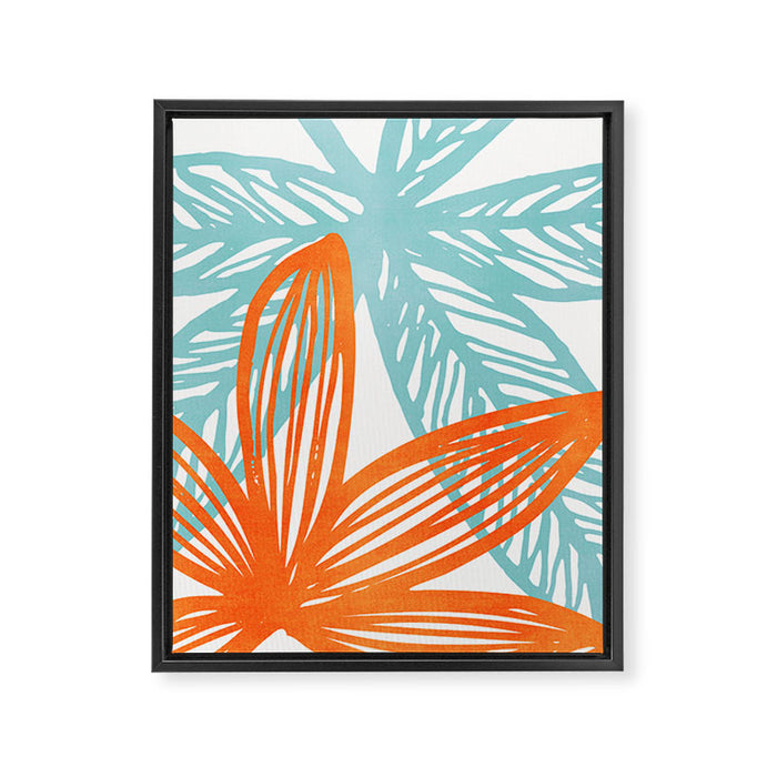 Orange and Blue Seaside Coastal Shapes Framed Canvas Print Gallery Image 1