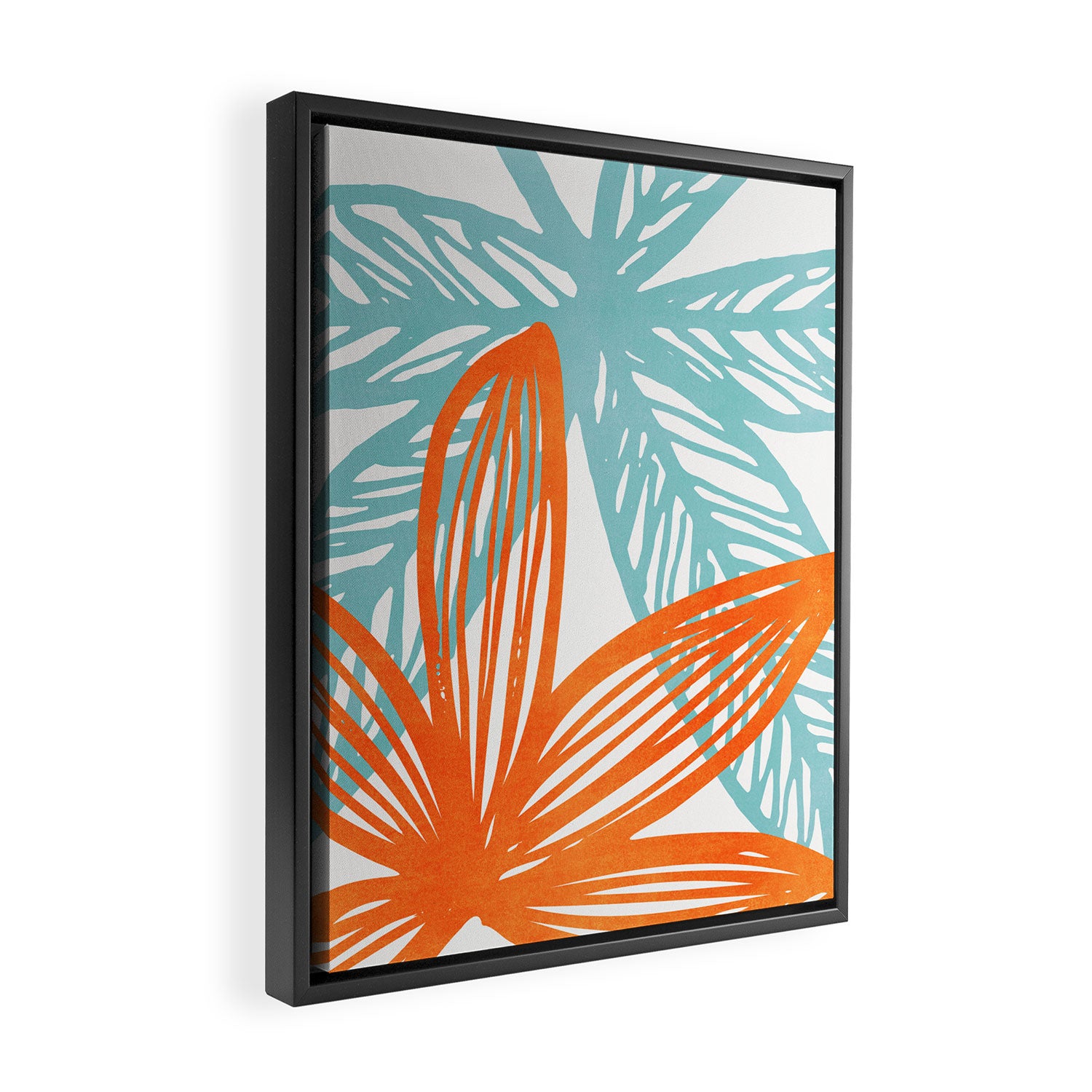 Orange and Blue Seaside Coastal Shapes Framed Canvas Print Gallery Image 2