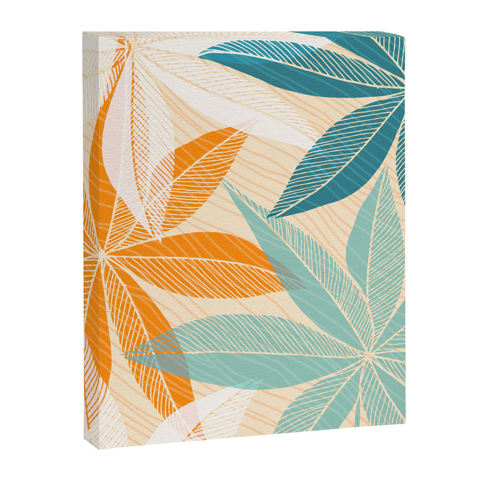 Orange and Teal Tropical Floral Print Canvas Print Gallery Image 1