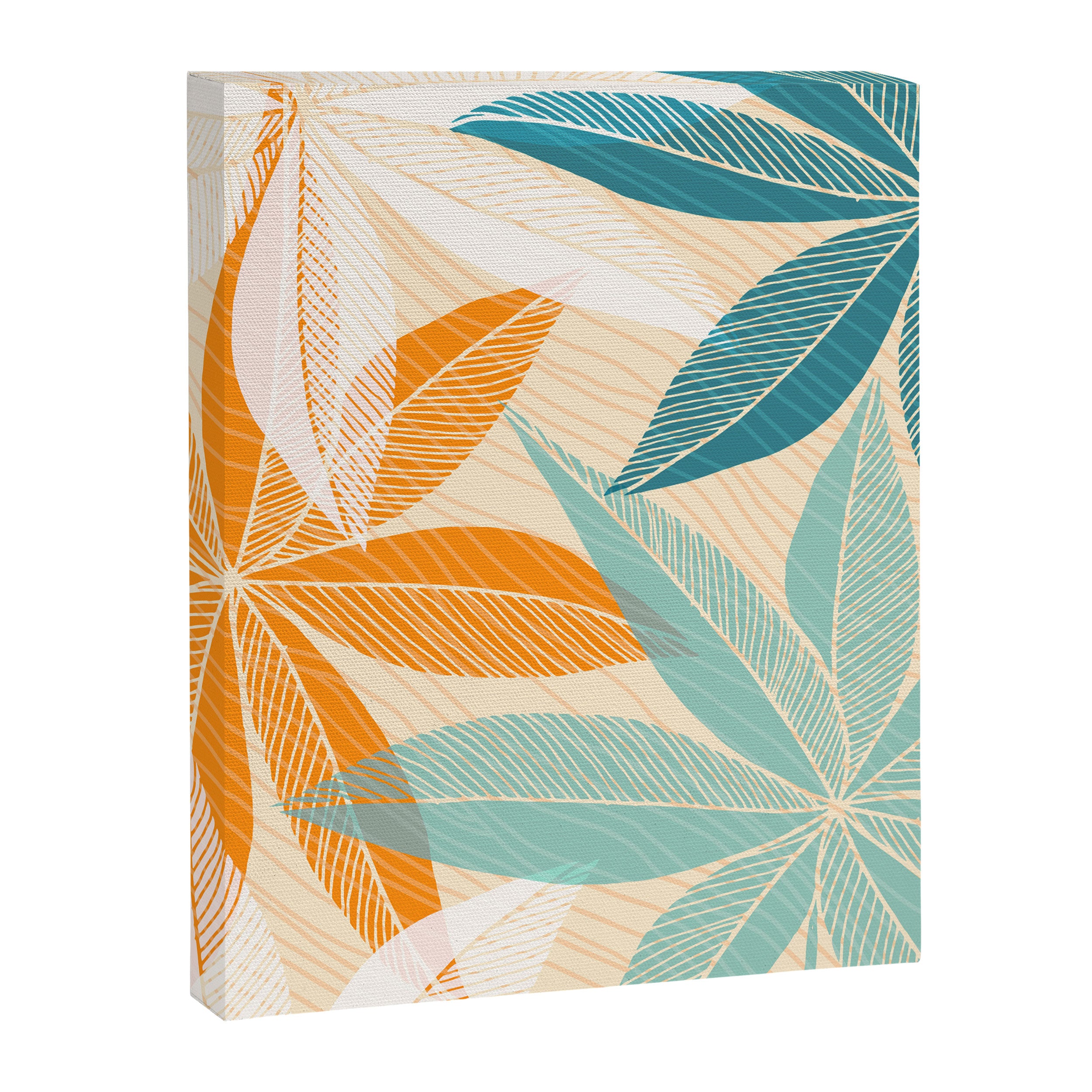 Orange and Teal Tropical Floral Print Canvas Print Gallery Image 8