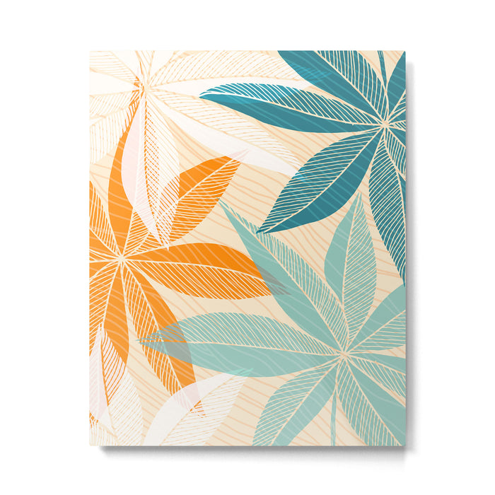 Orange and Teal Tropical Floral Print Metal Print Gallery Image 1