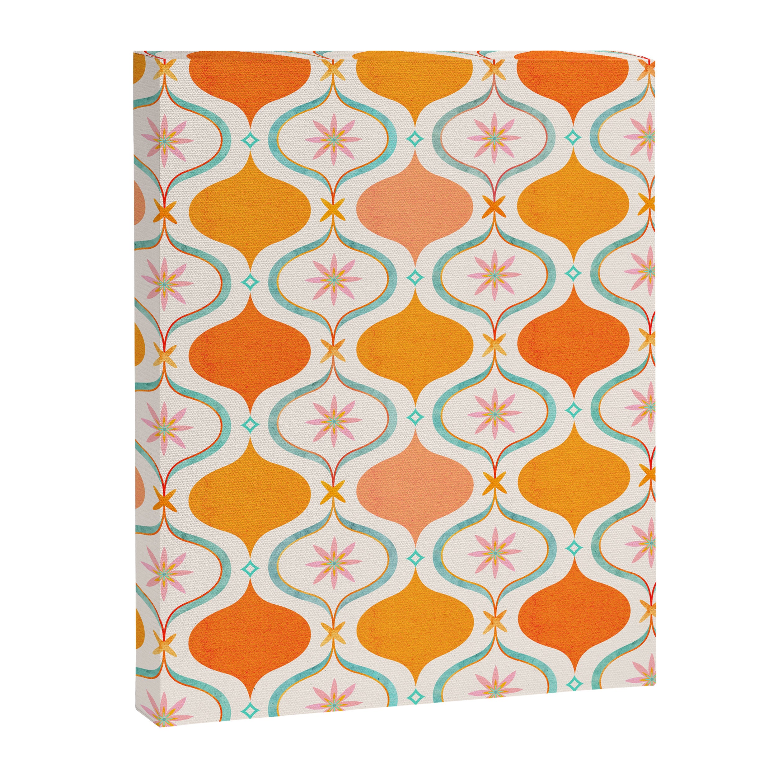 Orange Mid Century Tile Pattern Canvas Print Gallery Image 8