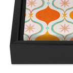 Orange Mid Century Tile Pattern Framed Canvas Print Gallery Image 3
