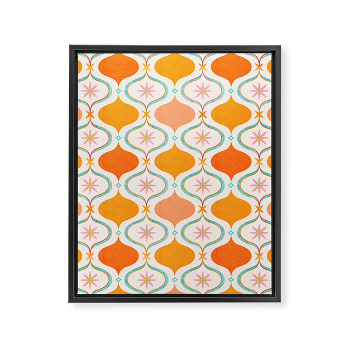 Orange Mid Century Tile Pattern Framed Canvas Print Gallery Image 1