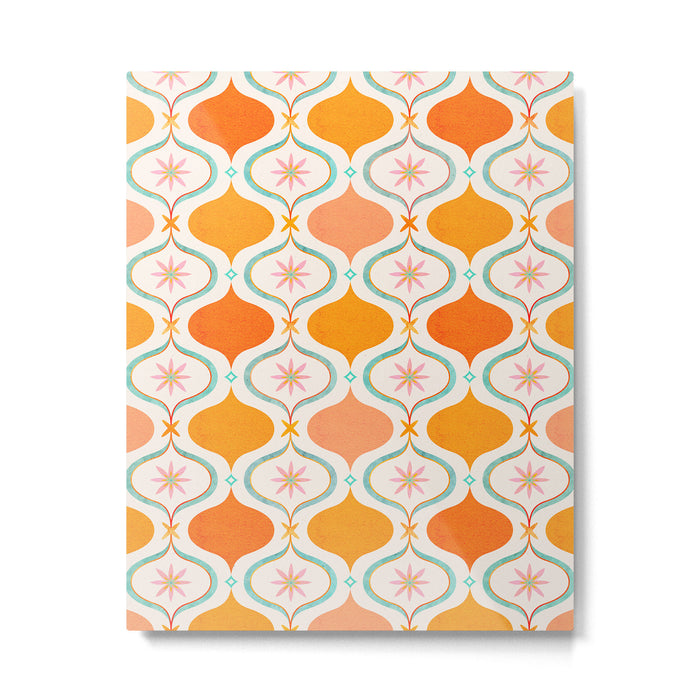Orange Mid Century Tile Pattern Metal Print Gallery Image 1