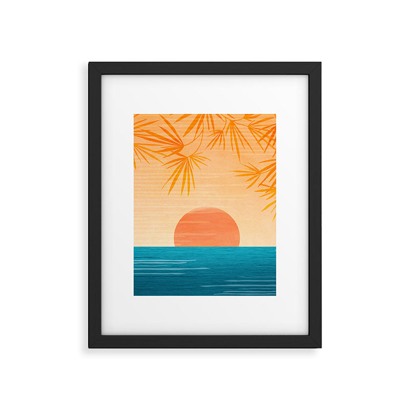 Orange Tropical Sunset Landscape 2 Framed Art Print Gallery Image 6