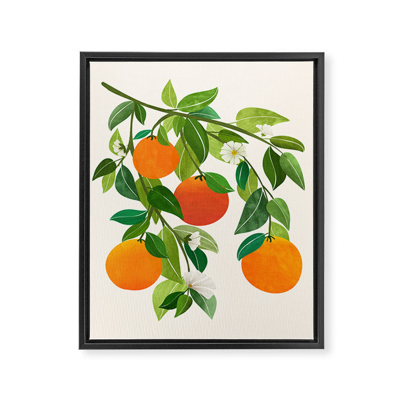Oranges and Blossoms Tropical Fruit Painting Framed Canvas Print Gallery Image 3