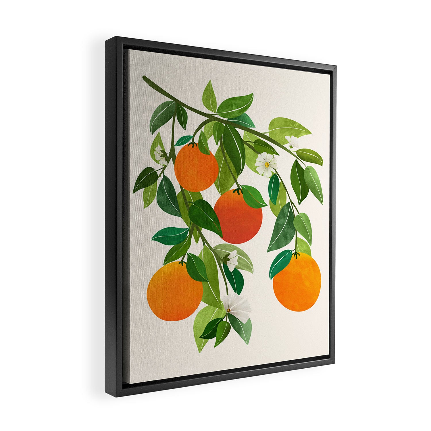 Oranges and Blossoms Tropical Fruit Painting Framed Canvas Print Gallery Image 2