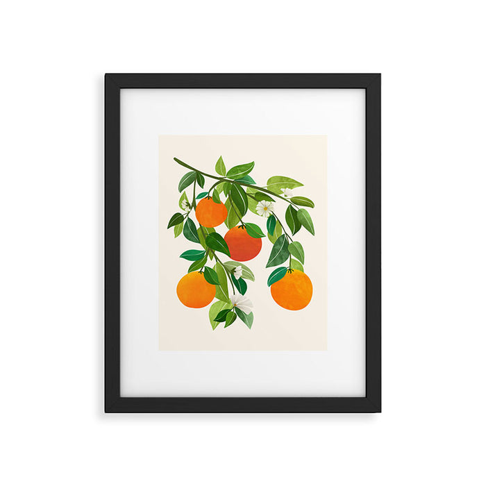 Oranges and Blossoms Tropical Fruit Painting Framed Art Print Gallery Image 1
