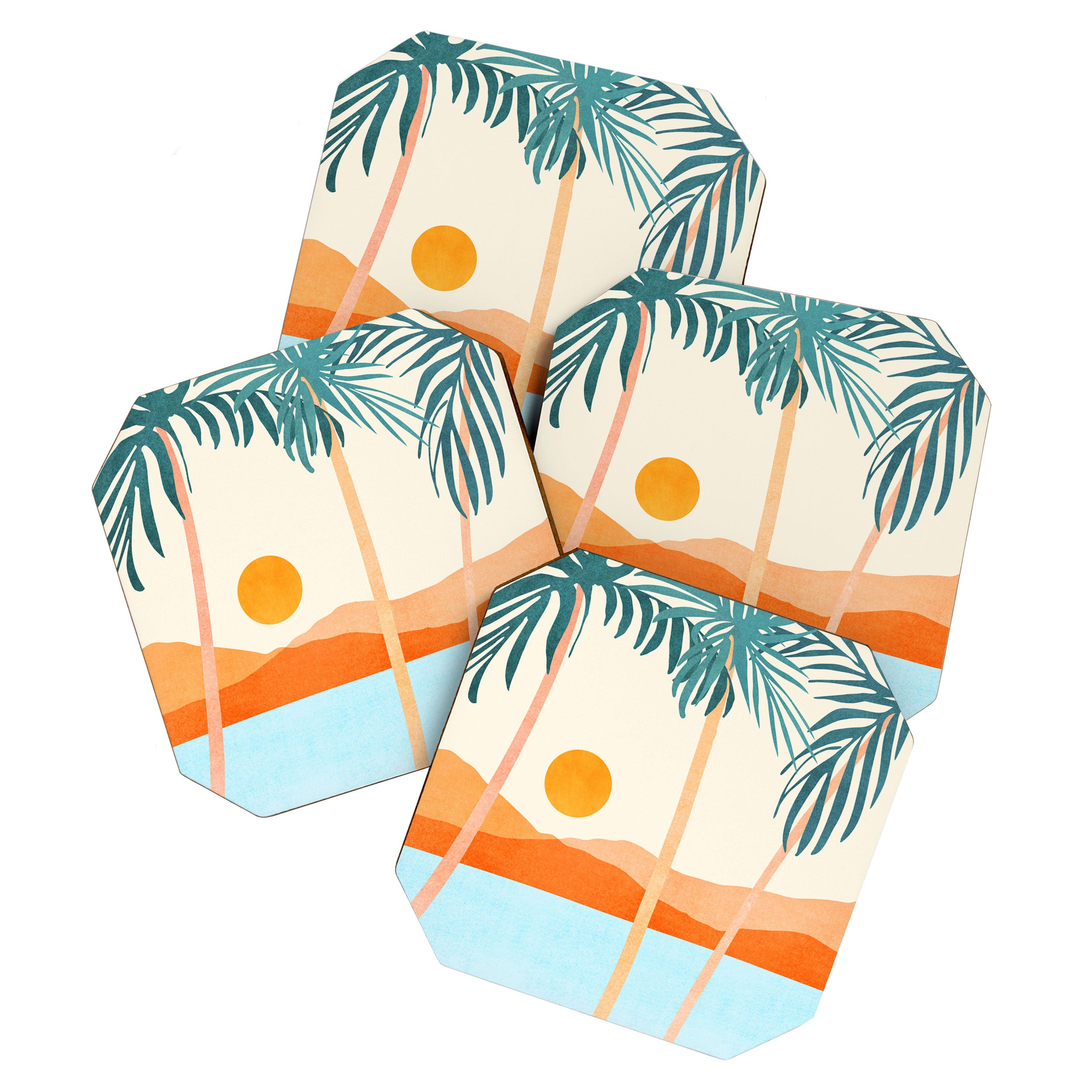 Palm Island Sunset Landscape Coaster Gallery Image 1