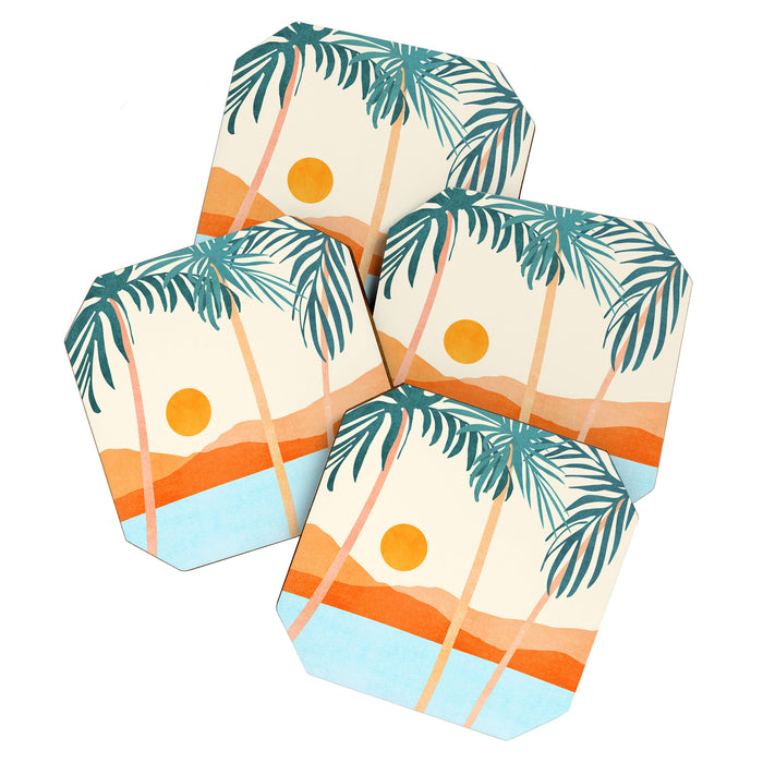 Palm Island Sunset Landscape Coaster Gallery Image 1