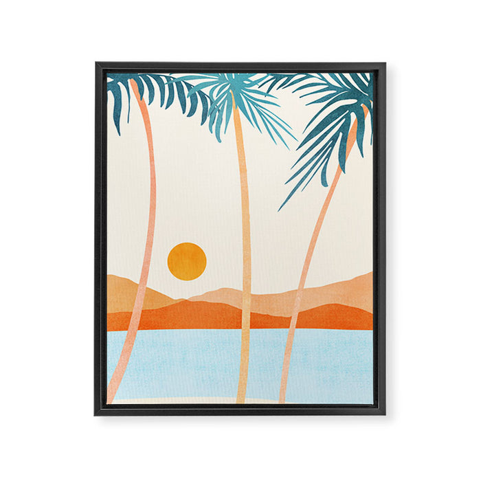 Palm Island Sunset Landscape Framed Canvas Print Gallery Image 1