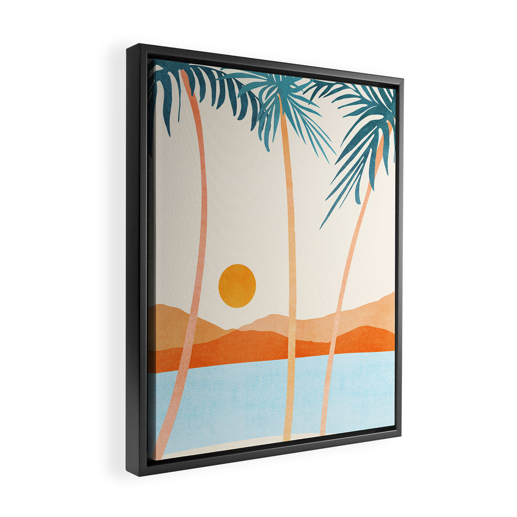 Palm Island Sunset Landscape Framed Canvas Print Gallery Image 2