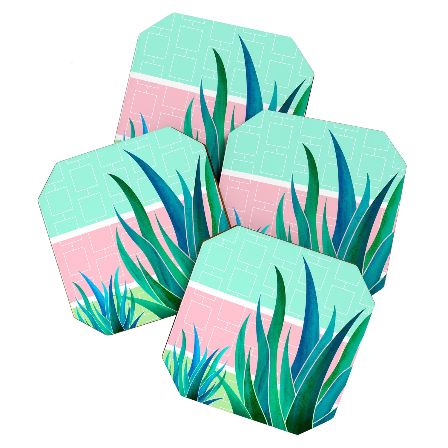 Palm Springs Mid Century Garden Illustration Coaster Gallery Image 1