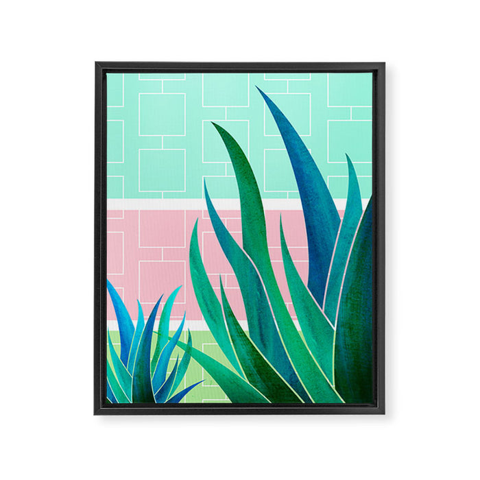 Palm Springs Mid Century Garden Illustration Framed Canvas Print Gallery Image 1
