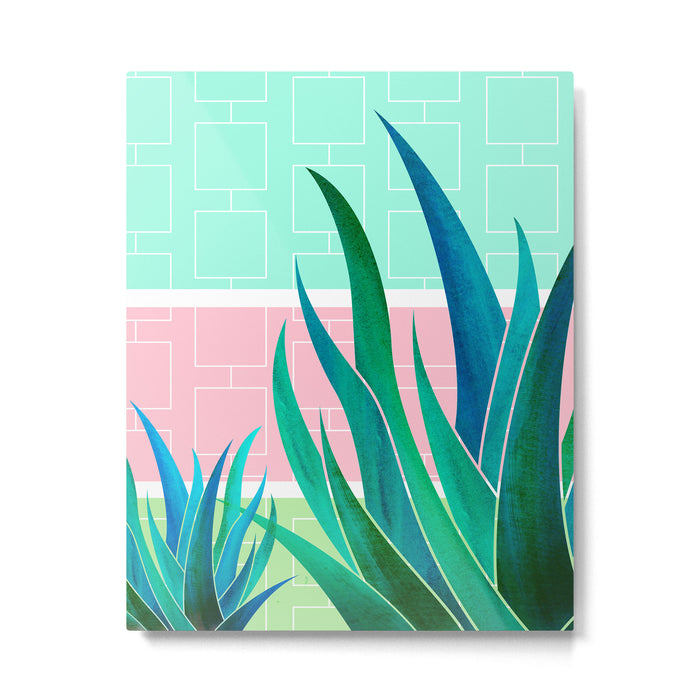 Palm Springs Mid Century Garden Illustration Metal Print Gallery Image 1