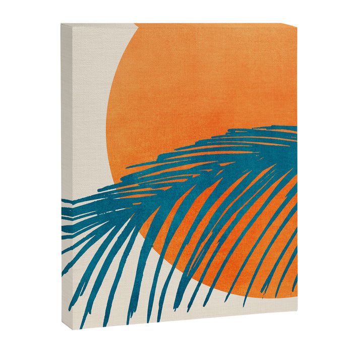 Palms and Sun - Retro Tropical Sunset Canvas Print Gallery Image 1
