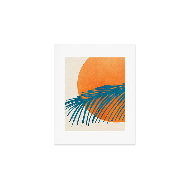 Palms and Sun - Retro Tropical Sunset Art Print Gallery Image 1