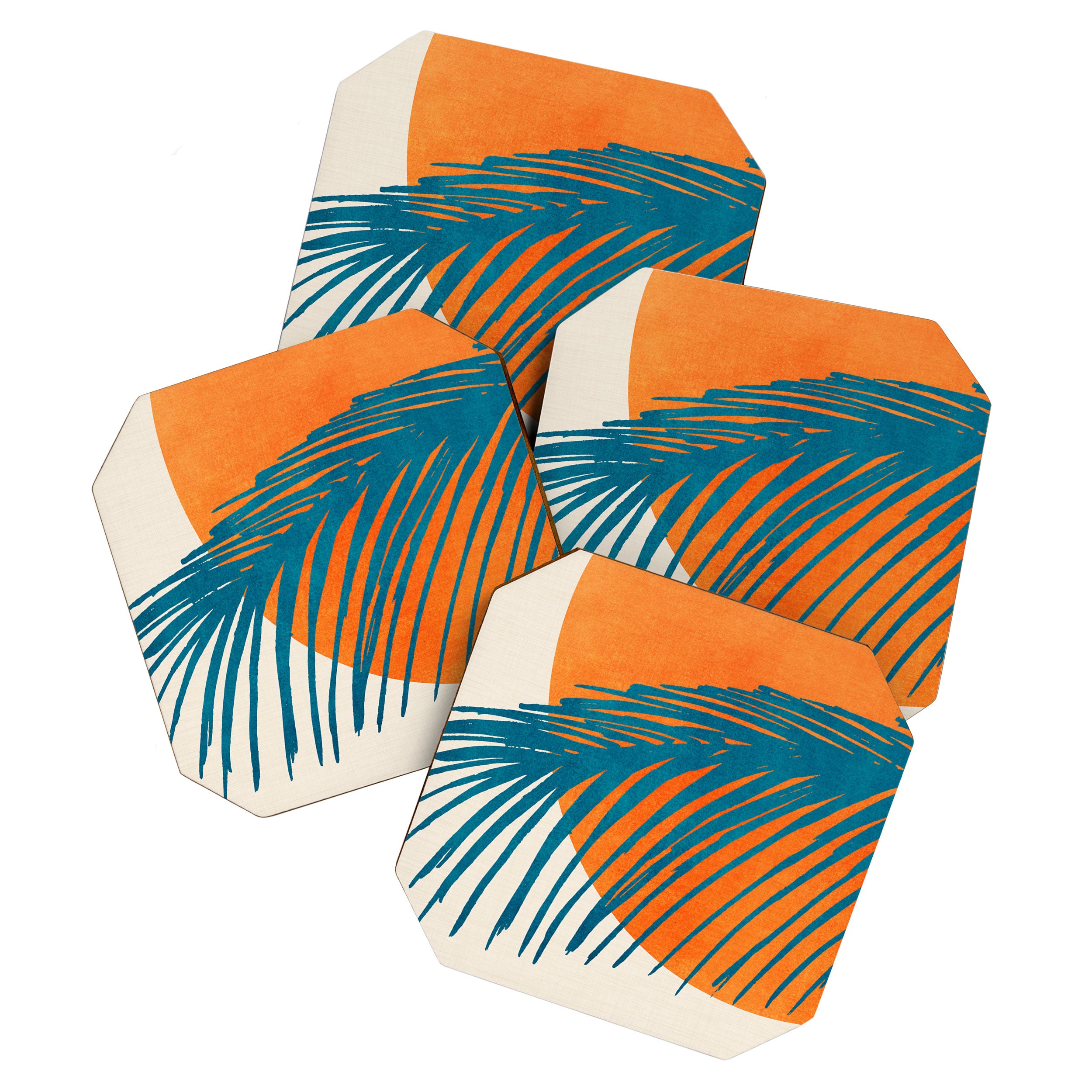 Palms and Sun - Retro Tropical Sunset Coaster Gallery Image 1