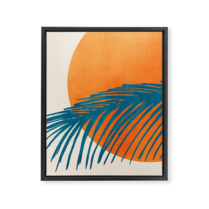 Palms and Sun - Retro Tropical Sunset Framed Canvas Print Gallery Image 8