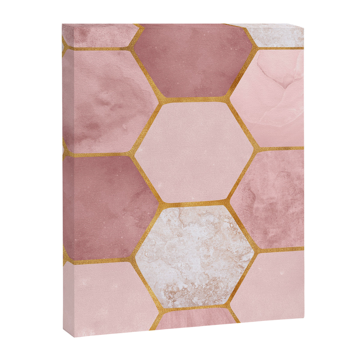 Pink and Gold Hexagon Quartz Canvas Print Gallery Image 8